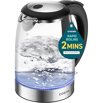 Cosori electric glass kettle with stainless steel filter