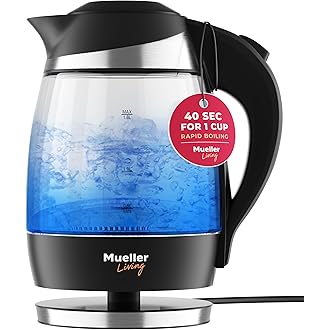 Mueller electric kettle with blue LED and borosilicate glass