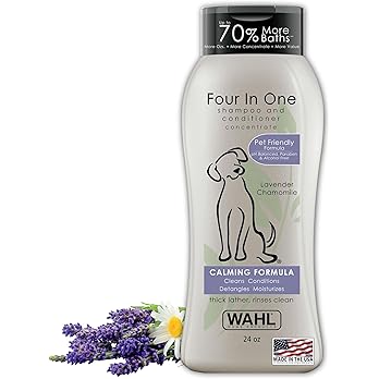 Wahl 4-in-1 dog shampoo bottle with lavender scent