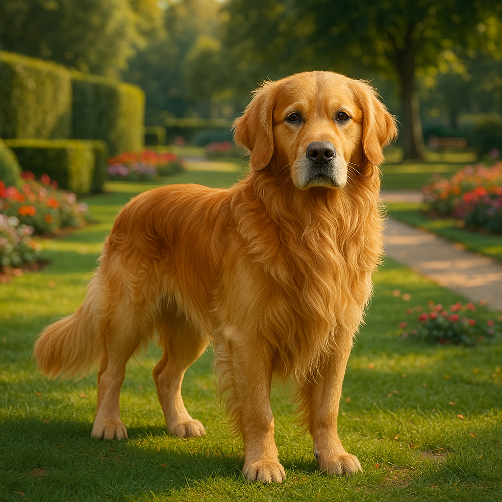 Golden Retriever Outdoors Golden Retriever standing on grass in park
